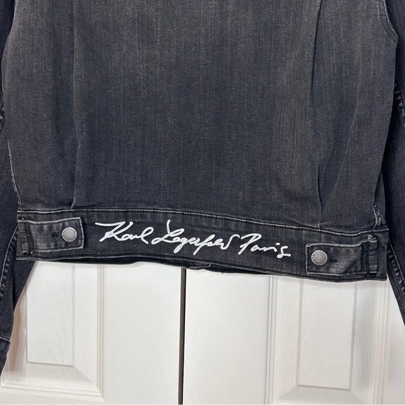 Karl Lagerfeld Black Denim Jacket XS - Picture 12 of 13